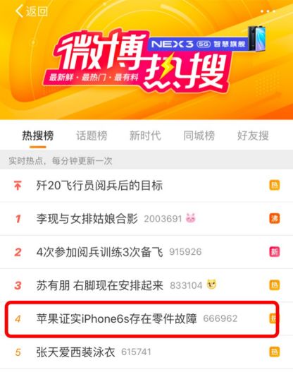 北京时间10月5日，苹果公司表示，由于零件故障，在2018年10月至2019年8月之间生产的部分iPhone 6s和iPhone 6s Plus可能无法开机。苹果公司表示可为受影响的用户提供免费的维修计划。